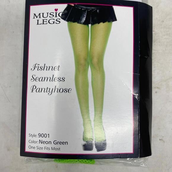 Sexy MUSIC LEGS seamless FISHNET netted  nylons stockings Pantyhose Green - Picture 2 of 3